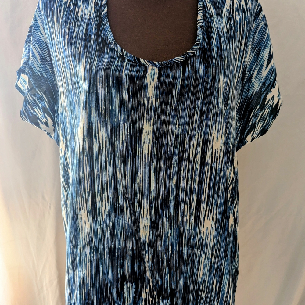 Blue and White Women's Top